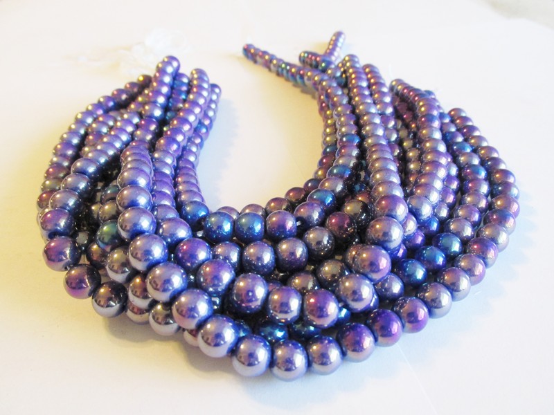 (image for) Purple blue tones pearlized beads #1083